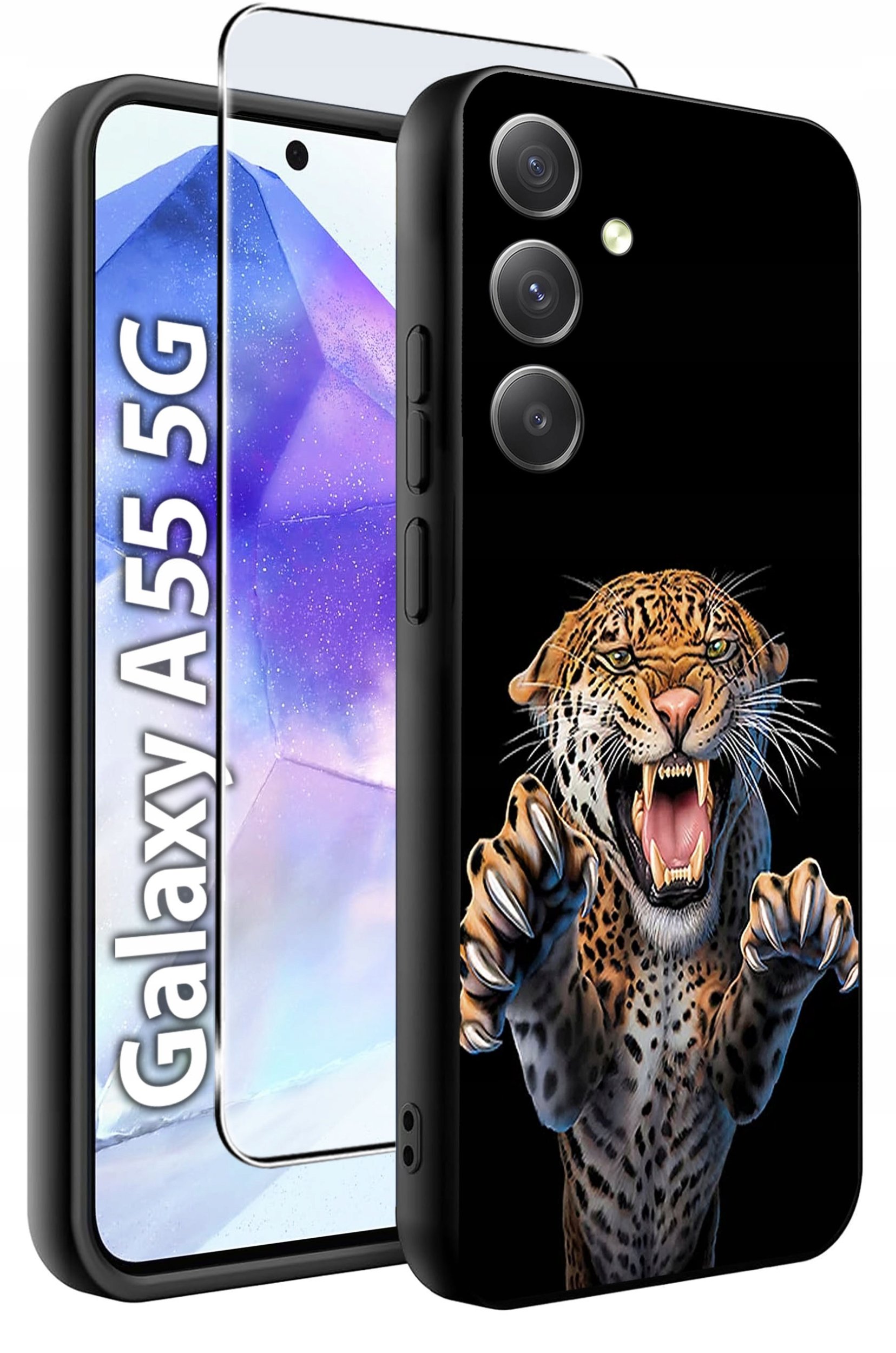 ETUI do Samsung A55 5G WZORY | SILIKONOWE MATT CASE + SZKŁO HARTOWANE 9H