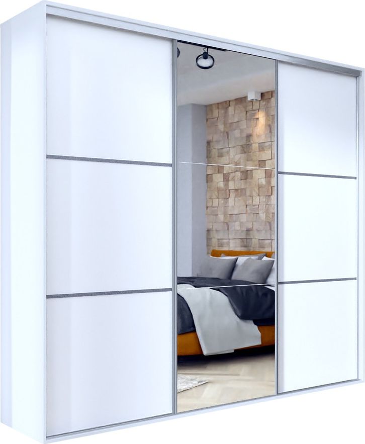 Elior Biała przesuwna szafa z lustrem 275 cm - Savona 6X