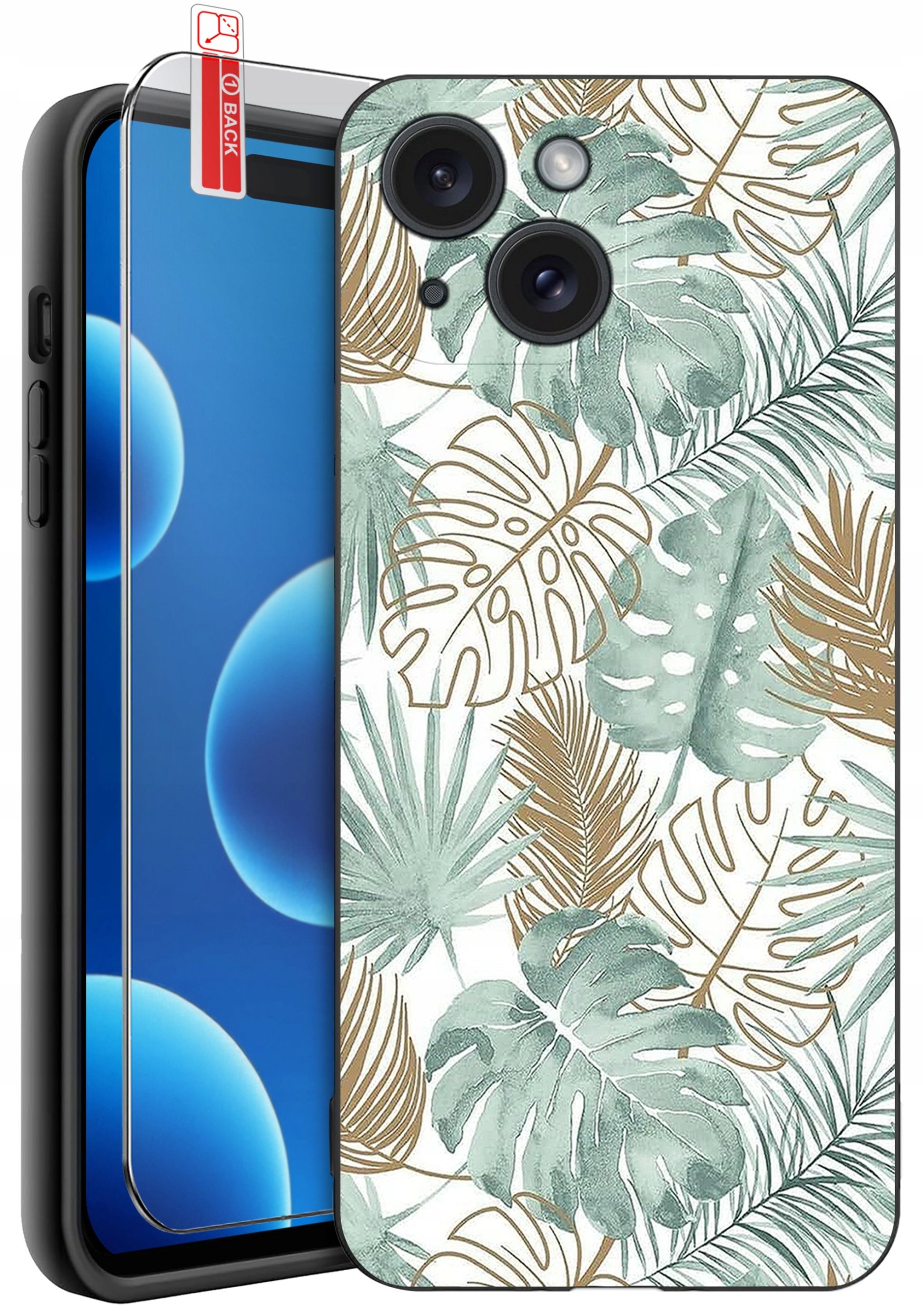 ETUI do iPhone 15 | WZORY | SILIKONOWE MATT CASE + SZKŁO 9H