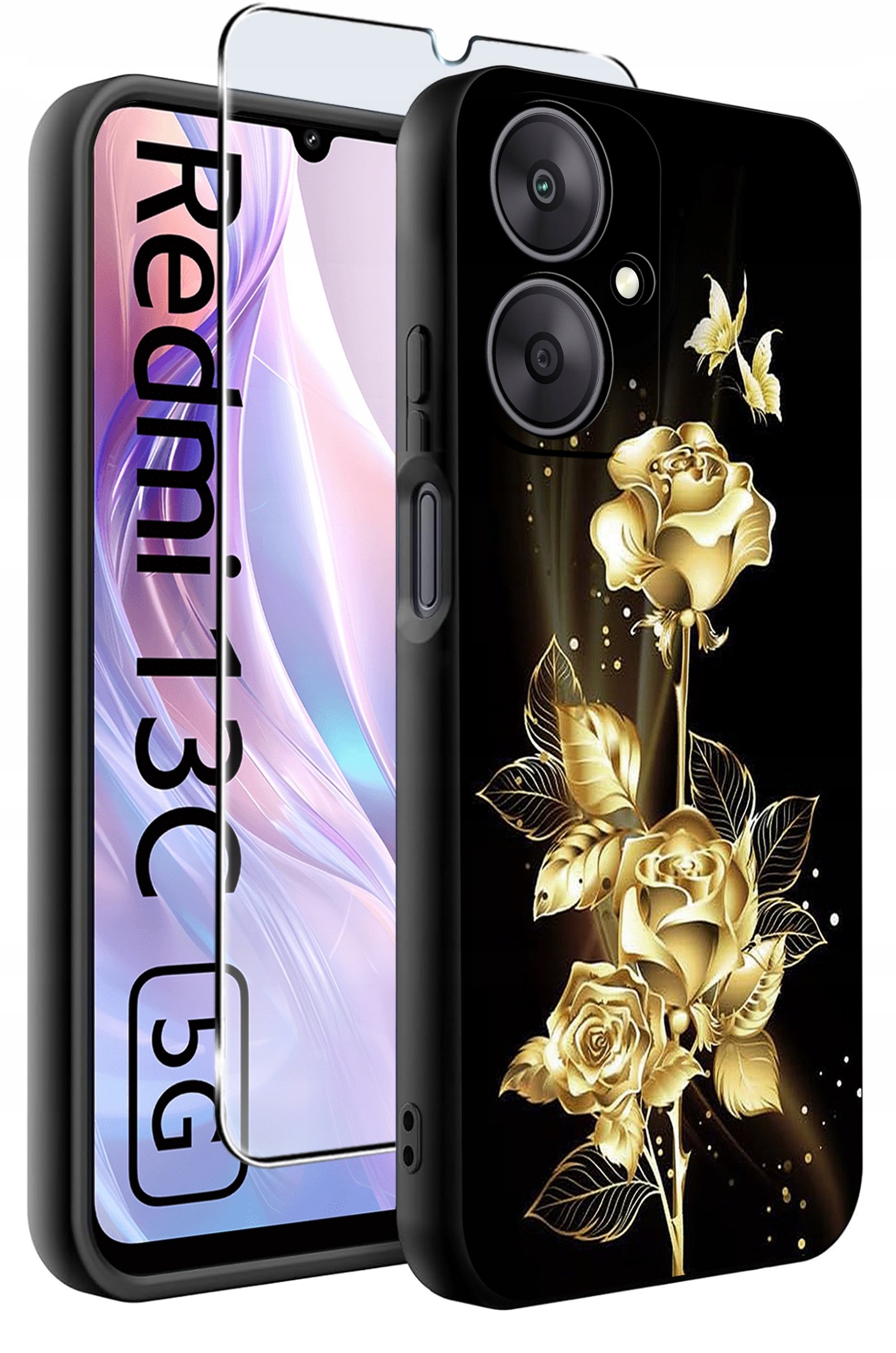 ETUI do Xiaomi Redmi 13C 5G WZORY |SILIKONOWE MATT CASE +SZKŁO HARTOWANE 9H