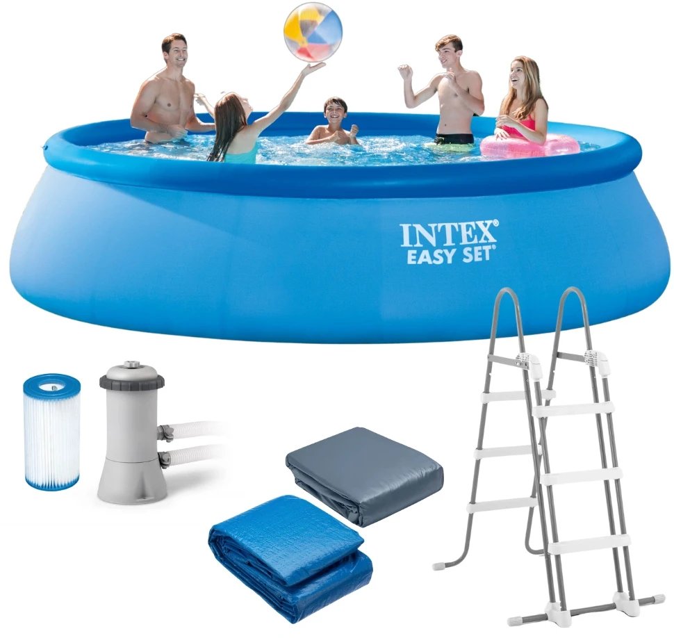 Basen ogrodowy rozporowy Easy Set 457x107 cm zestaw z pompą i wyłącznikiem różnicowym INTEX 26166GN