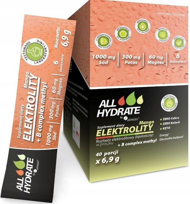 Aliness ALLHydrate Elektrolity STICK Mango + B complex methyl 6,9g 40 saszetek one size