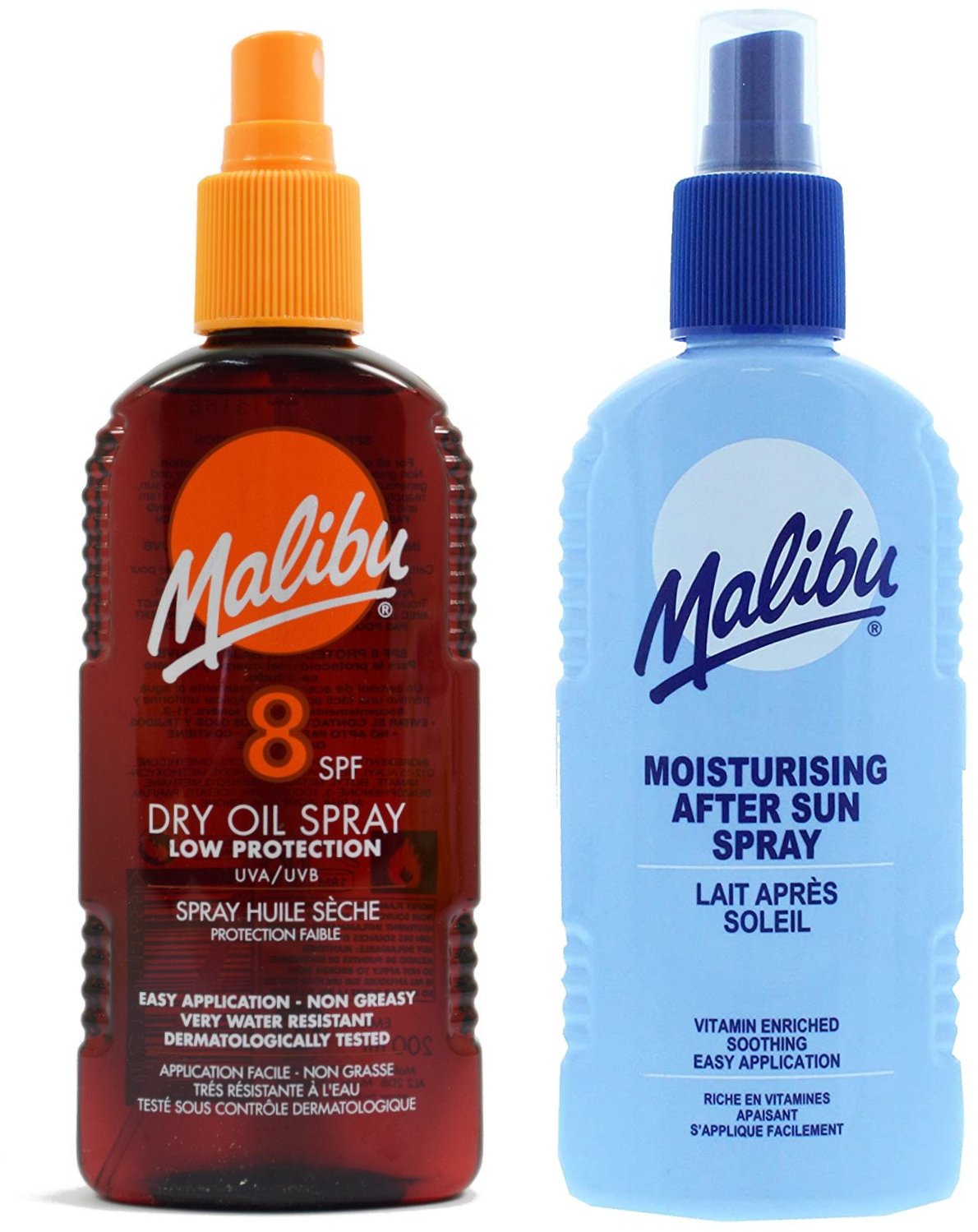 Malibu SPF8 Olejek Brązujący 200ml + Balsam W Sprayu Po Opalaniu 200ml