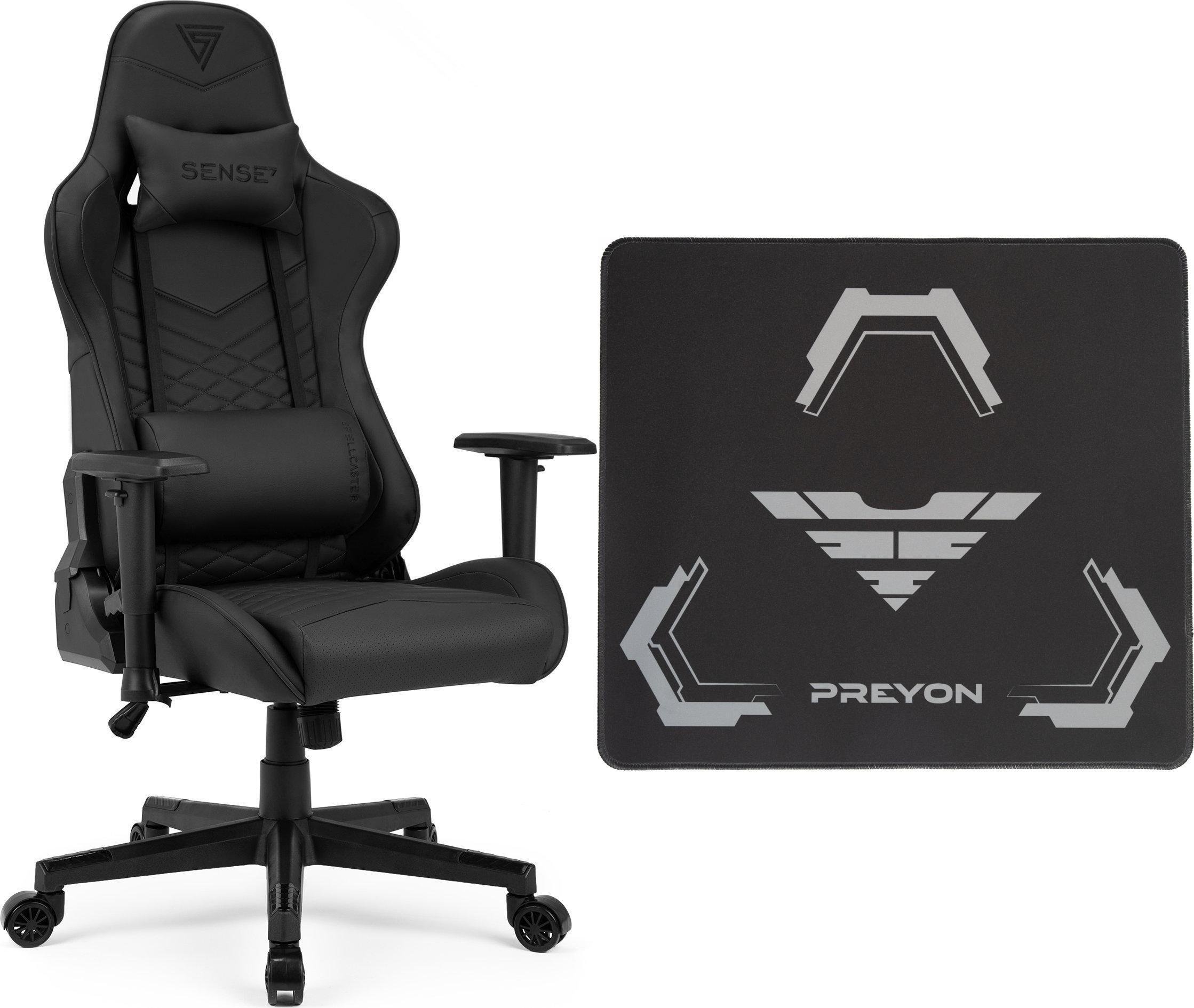 Fotel SENSE7 Spellcaster PU czarny + Podkładka PREYON Falcon