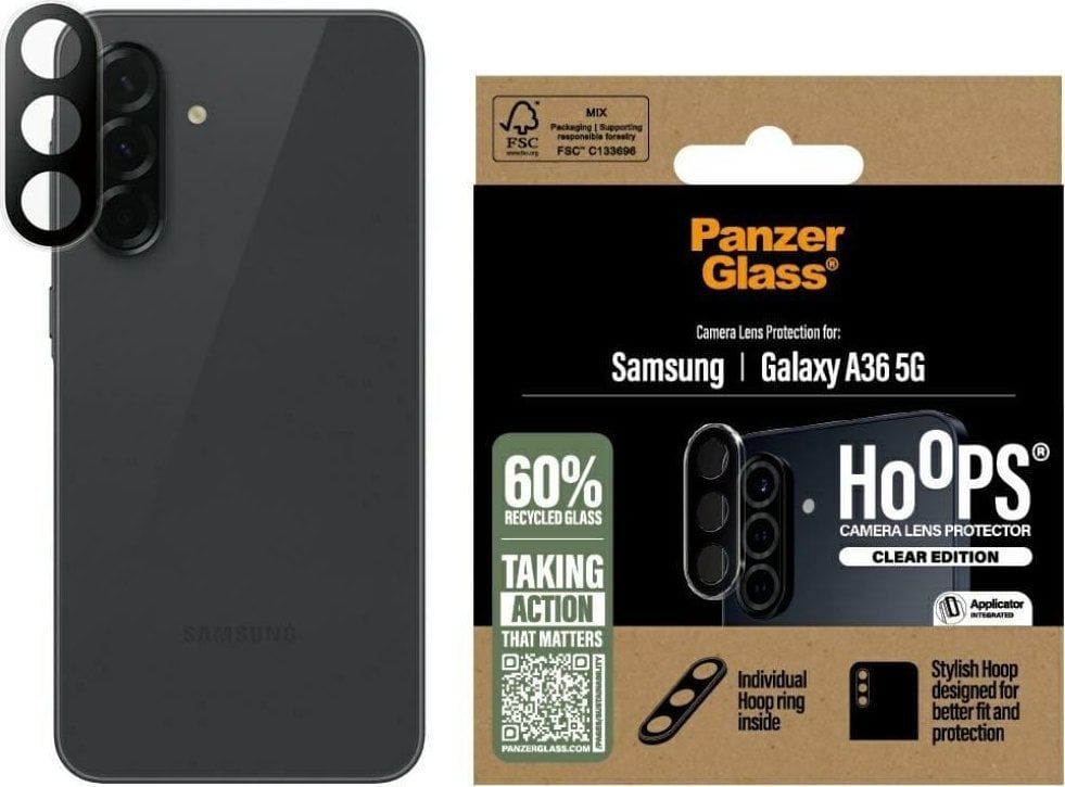Szkło hartowane na obiektyw PanzerGlass Hoops Lens Protector do Samsung Galaxy A36 5G przezroczysty