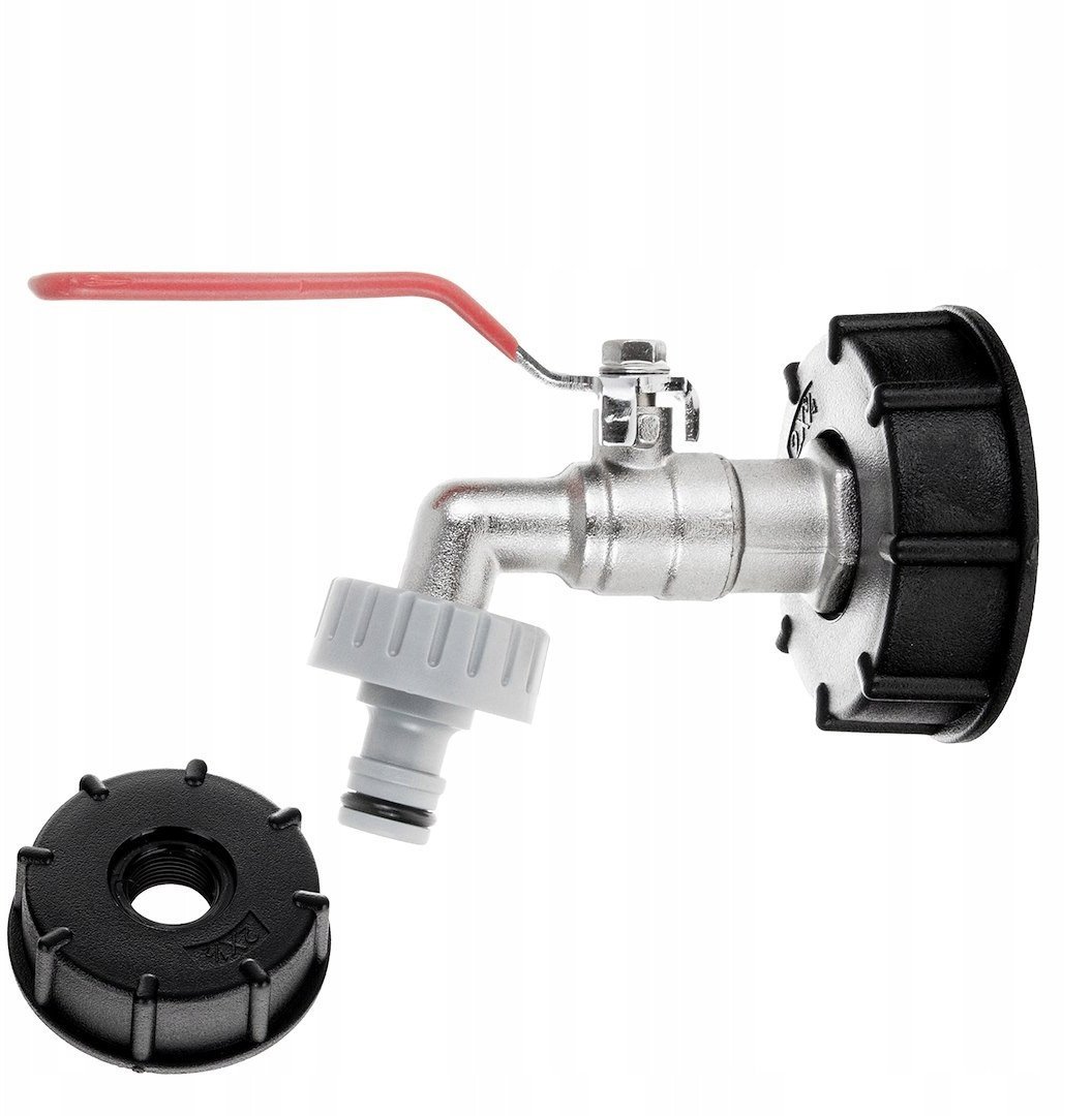Zestaw – IBC nakrętka S60x6 + kran 3/4" z wyjściem na GZ 1" + nypel do szybkozłącza – mauser (40)