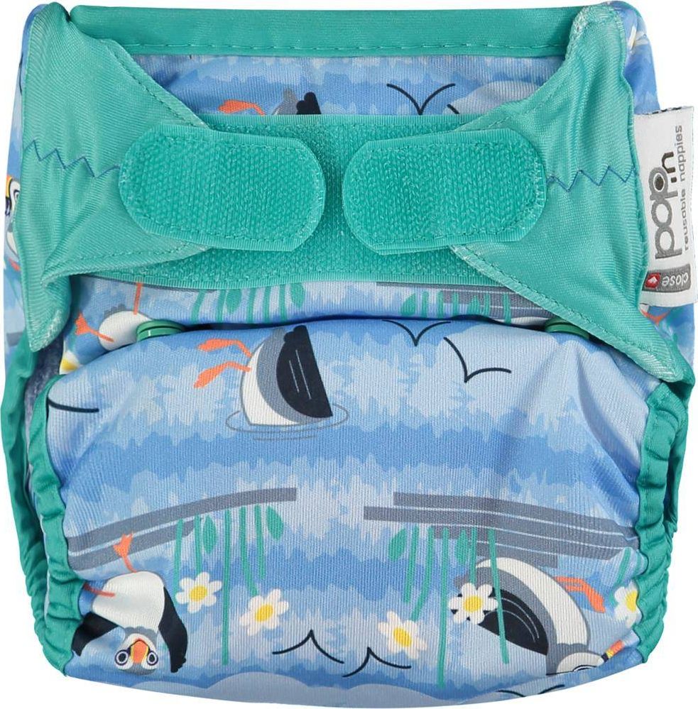 Close Caboo Otulacz, pieluszka wielorazowa V2 Blue Puffin z wkładem babusowym 3-16 kg, 1 szt.