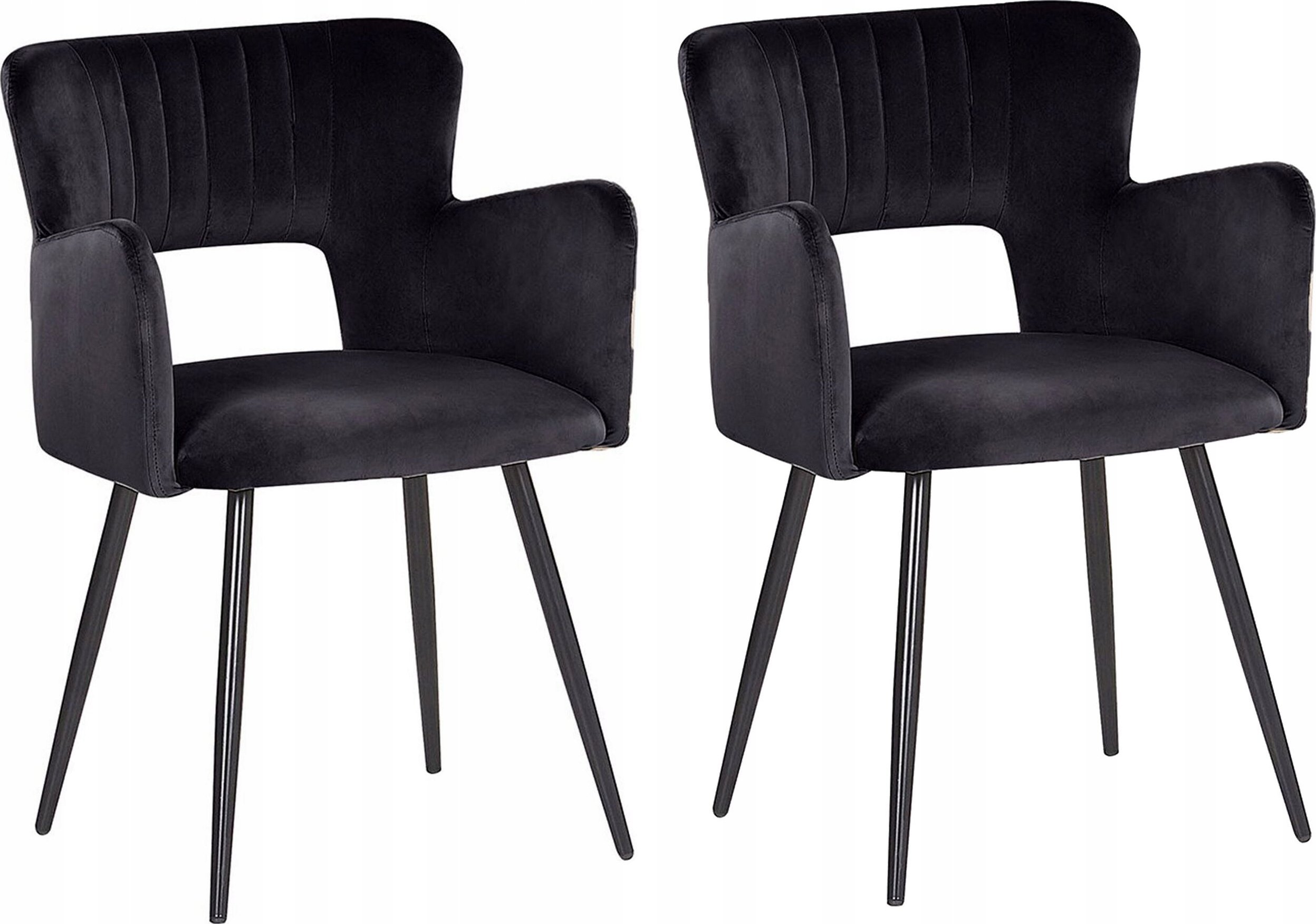 Beliani Zestaw 2 krzeseł do jadalni welurowe czarne SANILAC