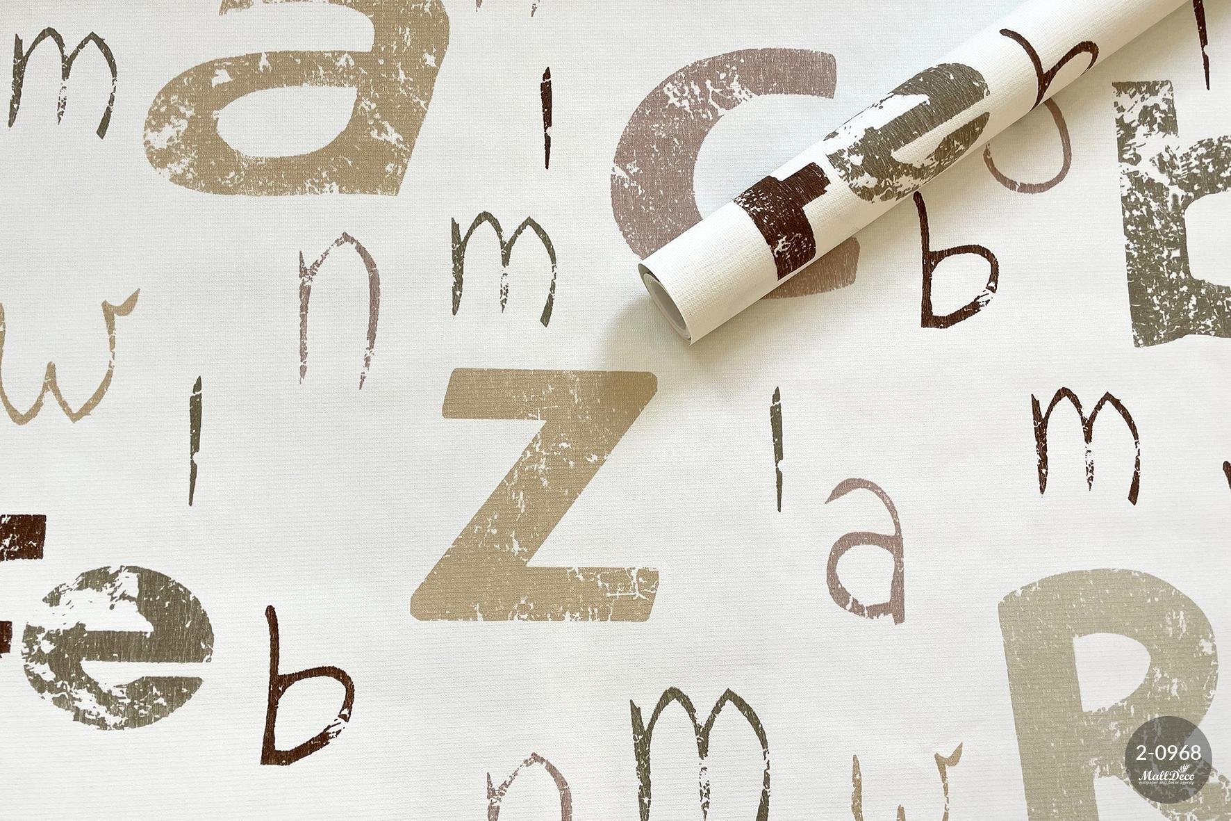 MallDeco TAPETA WINYLOWA ANTS BIAŁO-BEŻOWO-BRĄZOWA ART.