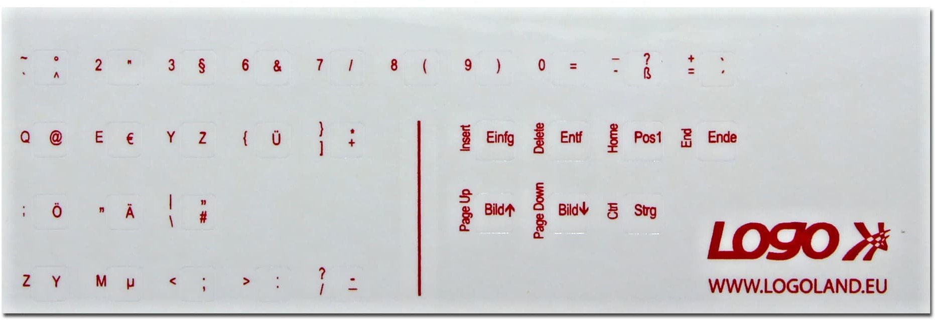 Naklejki na klawiature Logo na klawiatur�, czerwony, niemieckie, cena za 1 sztuk�