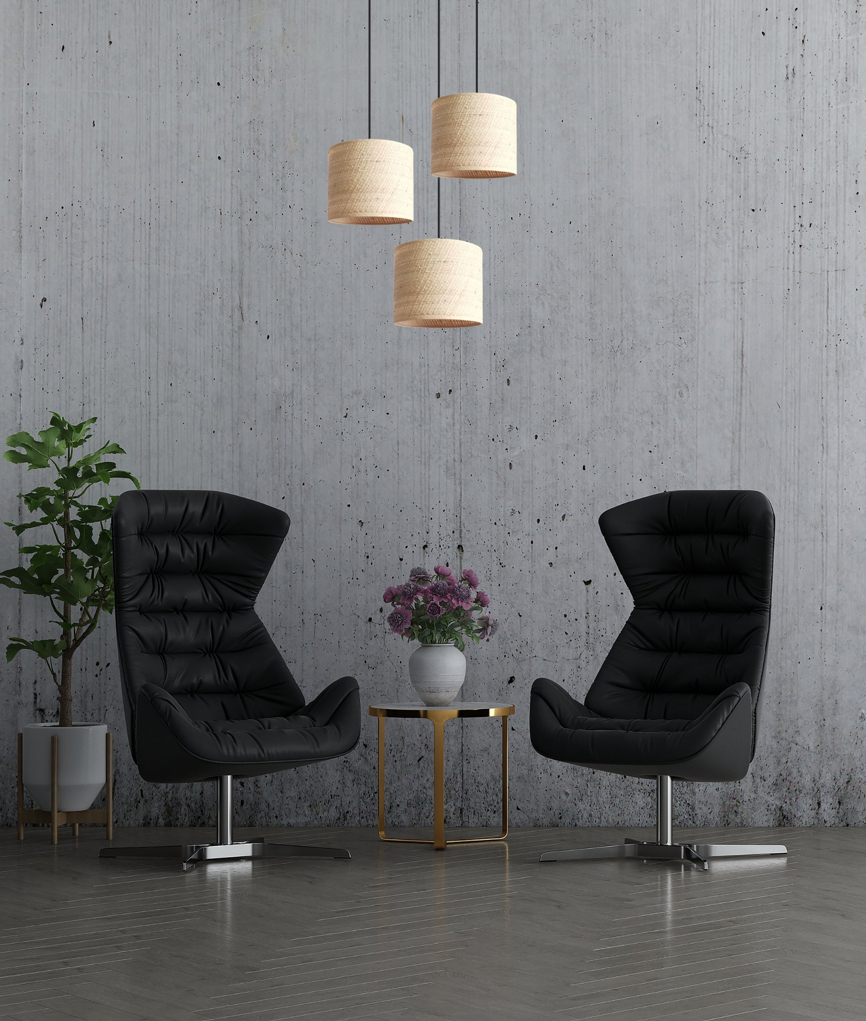 Lampa wisząca Solar Lampa wisząca sufitowa czarna żyrandol BOHO rattan 3 żarówki