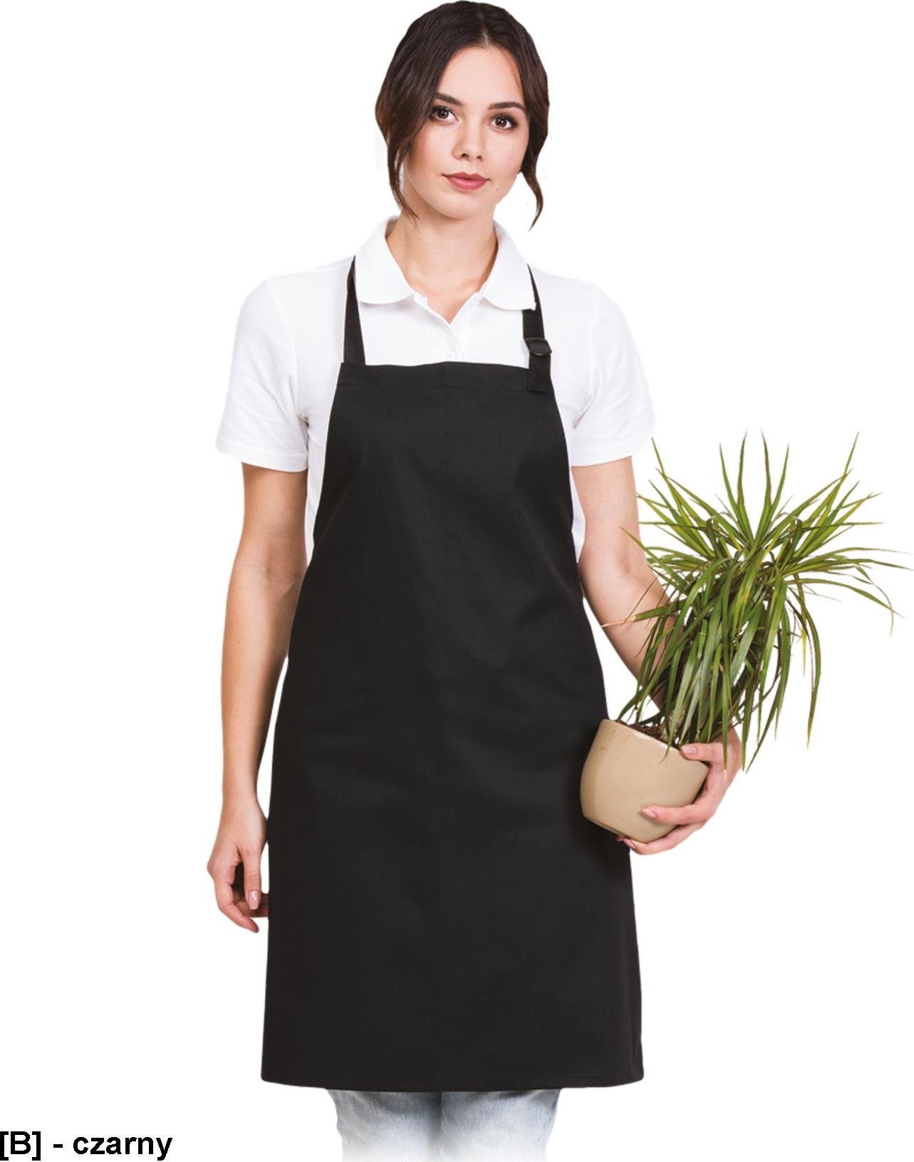 R.E.I.S. FPB-CLASSIC - Fartuch z regulacją na szyi, 65% poliester, 35% bawełna, 245 g/m, - czarny - 70x80 cm.