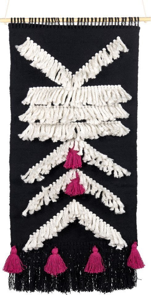 Beliani Dekoracja ścienna bawełniana czarno-biała PAKPATTAN