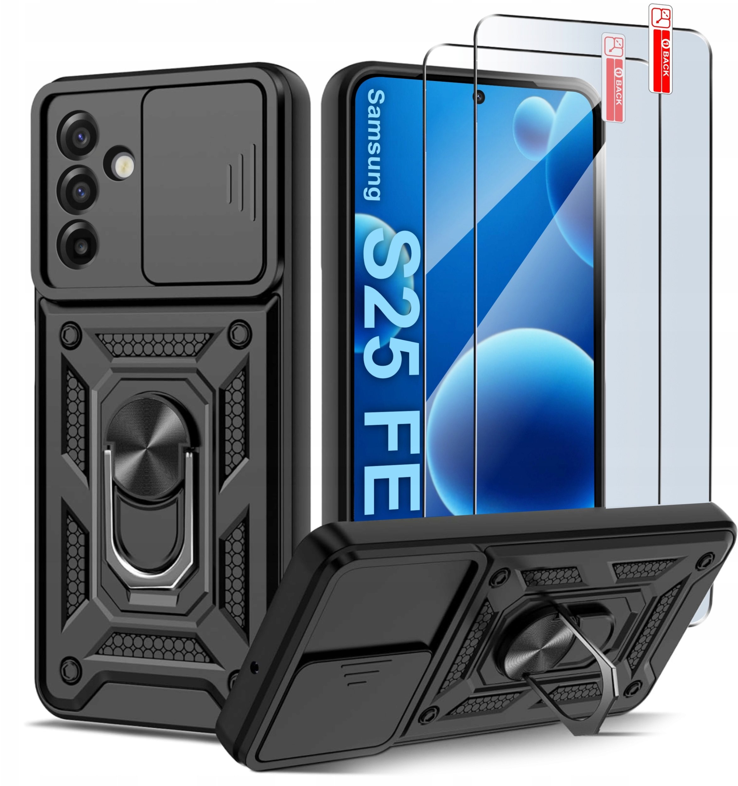 krainaGSM Etui Pancerne CZARNE SLIDE do Samsung S25 FE wzmocnione