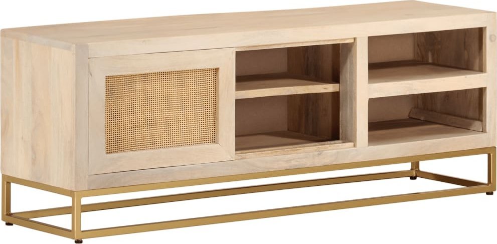 vidaXL Szafka pod TV, 110x30x40 cm, lite drewno mango i żelazo