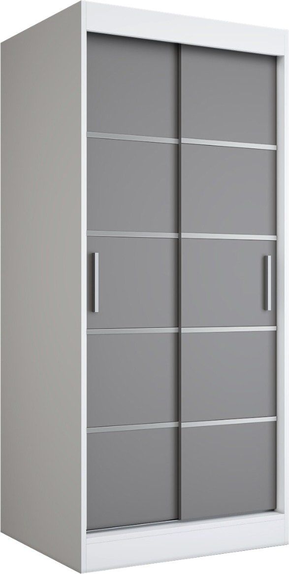 MKPOL Szafa przesuwna MODUO COMFORT 90 biała mat/antracyt z listwami