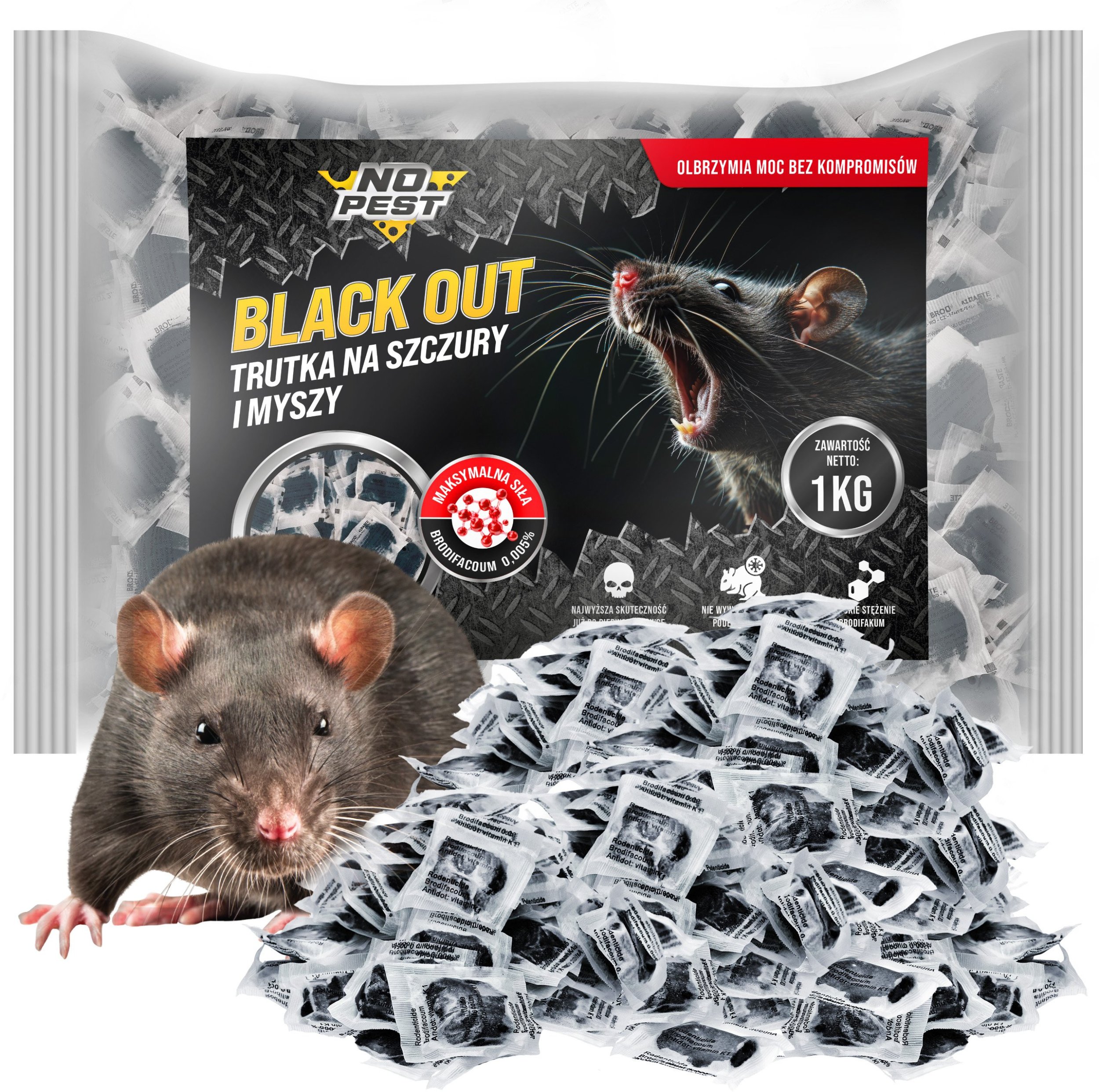 Trutka Trucizna Środek na Myszy Szczury Gryzonie 1kg Czarna Pasta Brodifakum Przeciw Myszom Szczurom