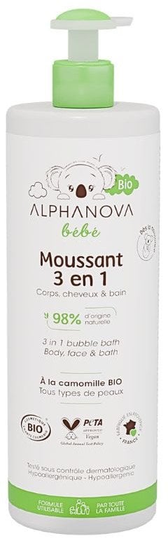 Alphanova Delikatny Płyn do Kąpieli Niemowląt 3 w 1 Bebe Bio 400 ml