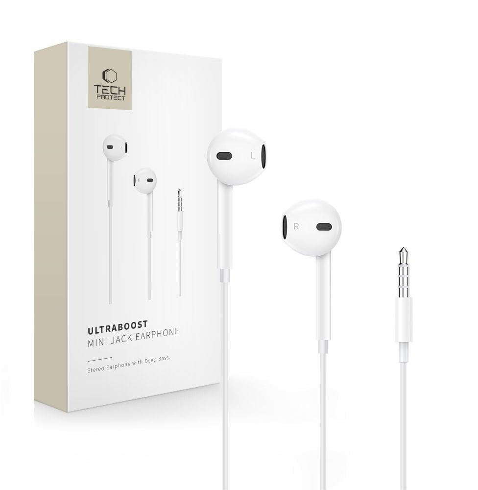 TECH-PROTECT ULTRABOOST MINI JACK EARPHONE CORE WHITE