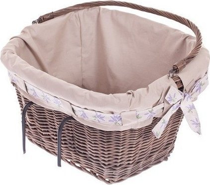 WickerPL Wiklinowy Kosz Rowerowy z Obszyciem 46x34 H23/28 cm