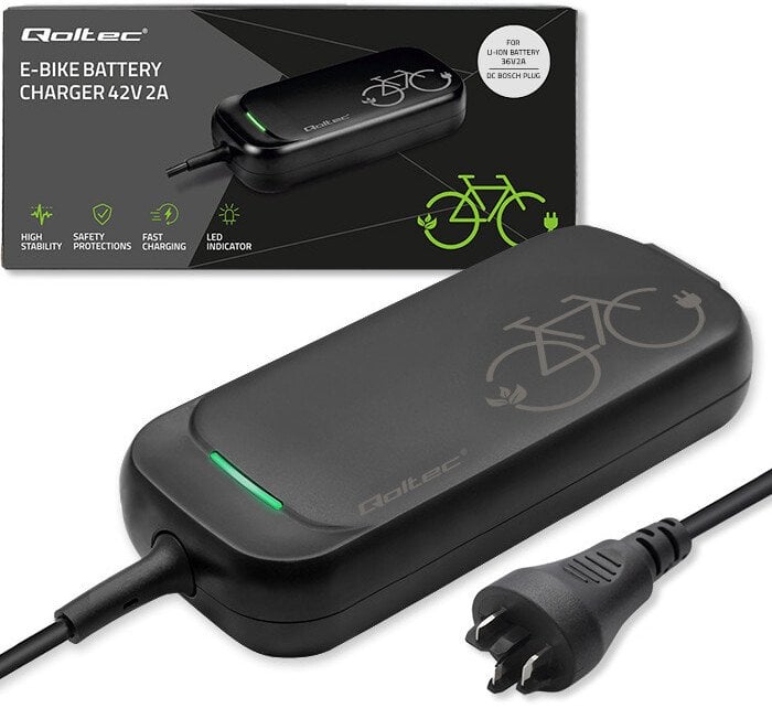 Qoltec Szybka Ładowarka Pro do roweru Bosch 36V | 42V | 2A + kabel zasilający