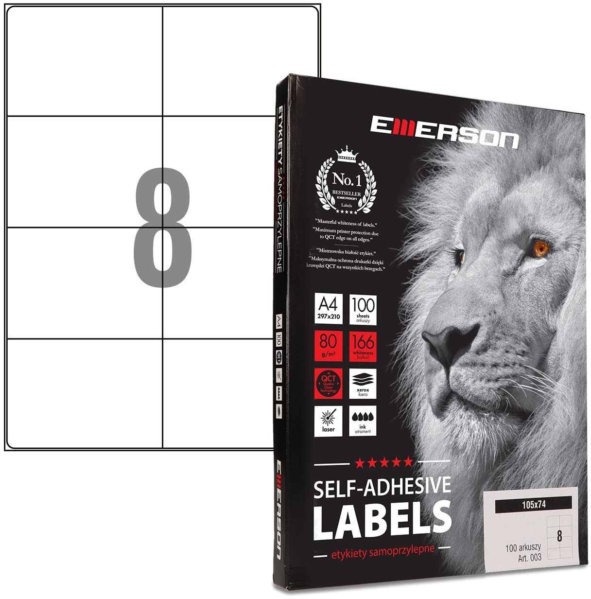 Emerson Etykiety A4 105x74mm białe (100)