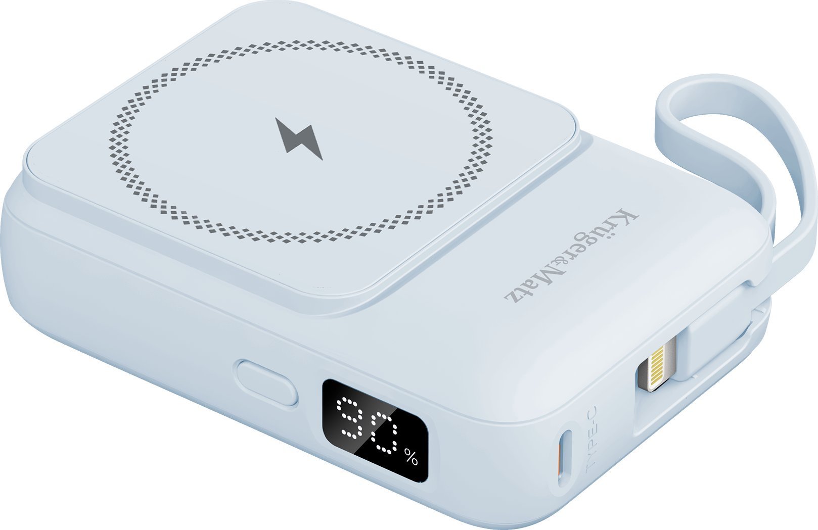 ML POWERBANK indukcyjny Kruger&Matz 10000 mAh Mag Safe z kablem niebieski