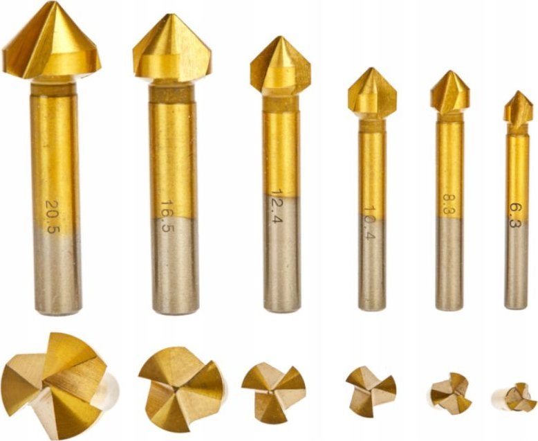 Geko Zestaw frezów stożkowych HSS TiN 6,3-20,5mm 6el. (50)