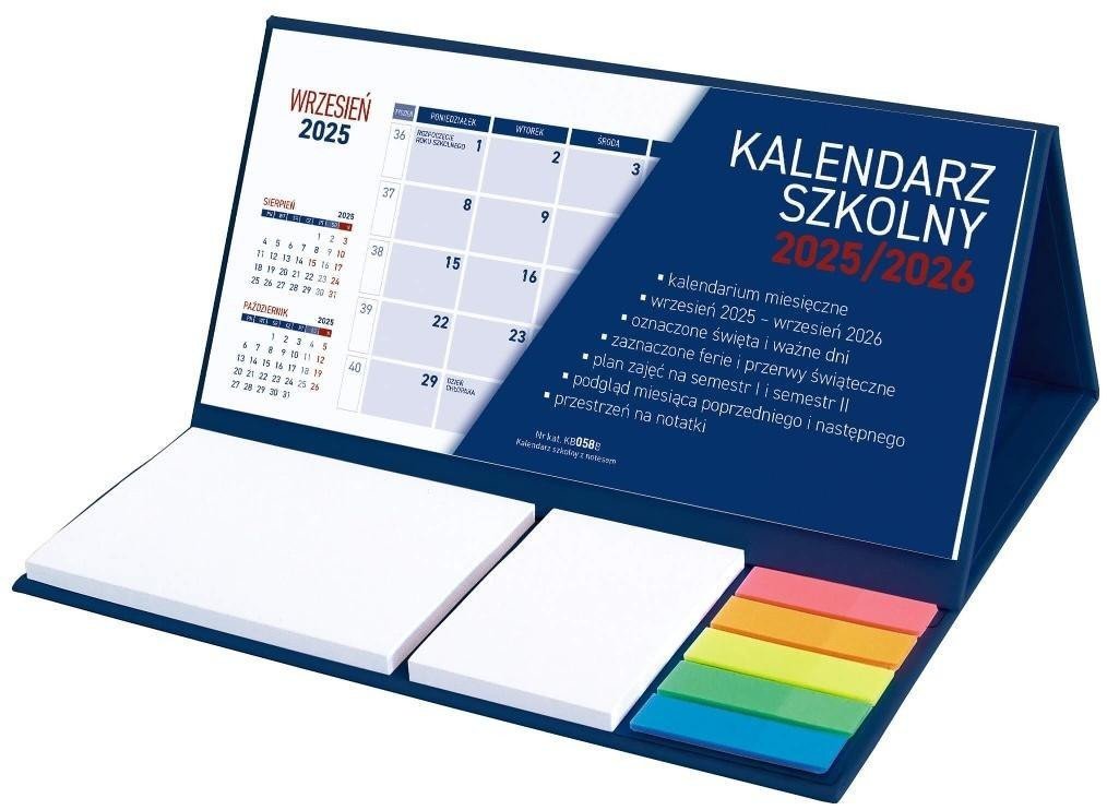 Kalendarz 2025/26 szkolny z notesem granat
