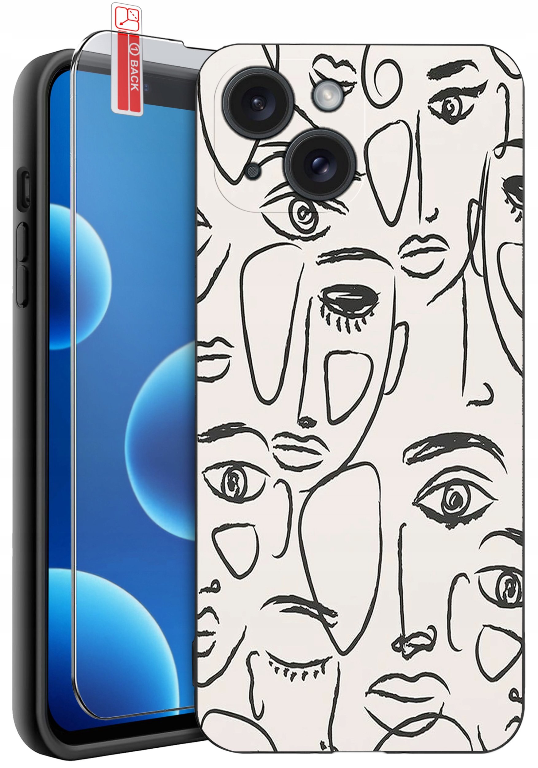 ETUI do iPhone 13 | 14 | WZORY | SILIKONOWE MATT CASE + SZKŁO 9H