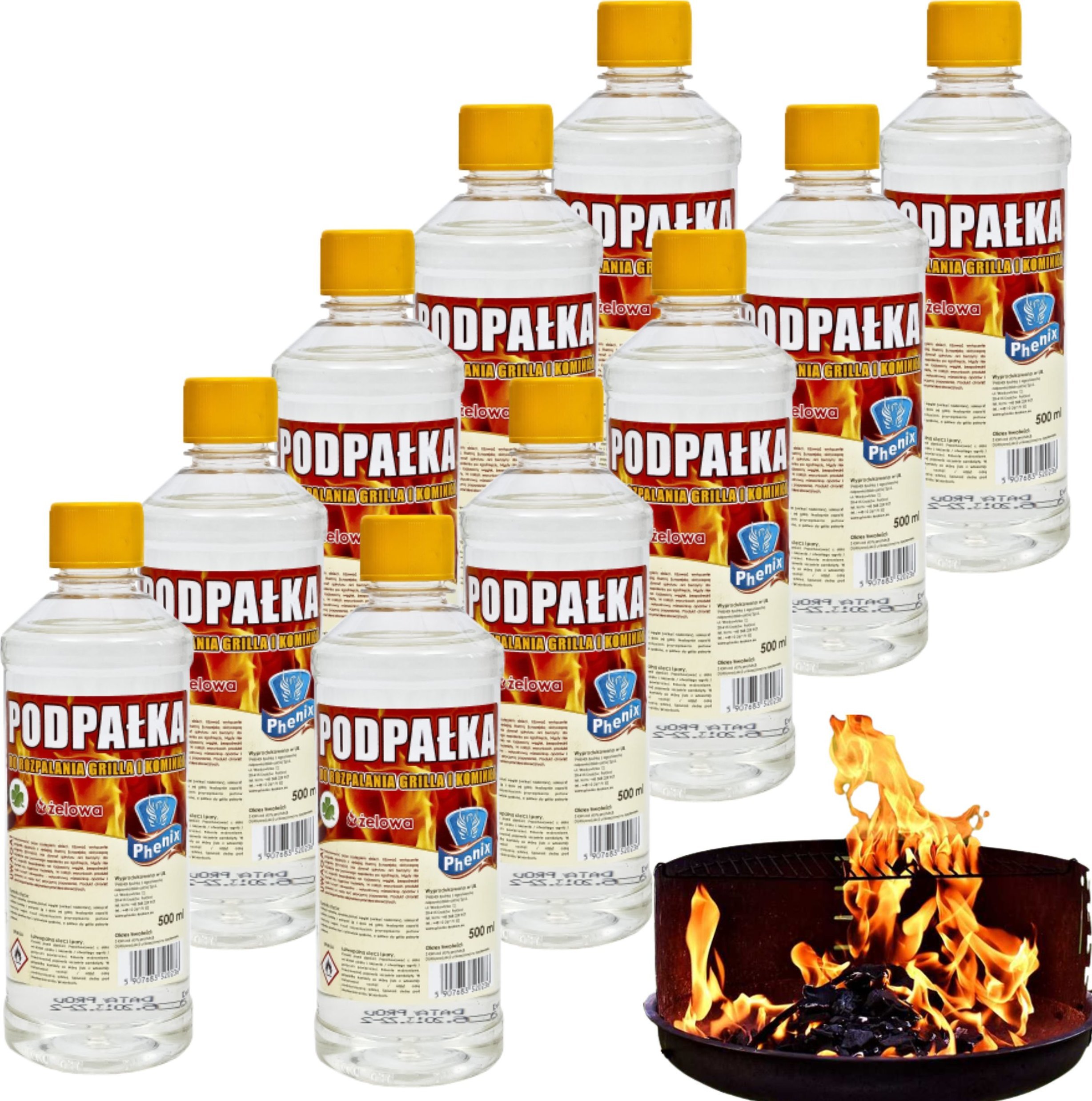 Feniks 10x Podpałka żelowa do rozpalania grilla i kominków 0,5L