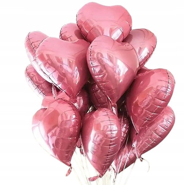 Balon Foliowy Różowe Serce Serca Walentynki Valentine's Day 10 szt