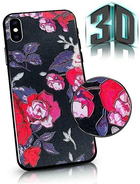 Mocco Flowers Back Case 3D for Apple Iphone 7 / 8 Black