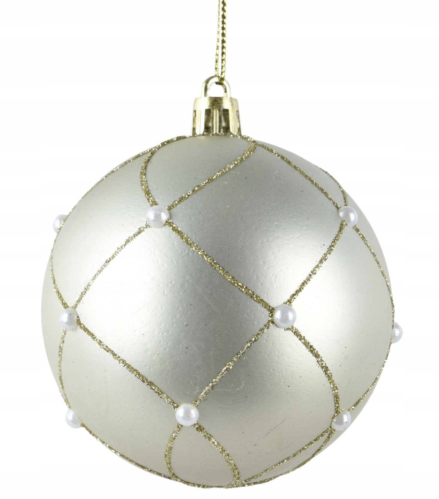 Bombka choinkowa nietłukąca plastikowa biała perłowa perełki 8cm 1szt