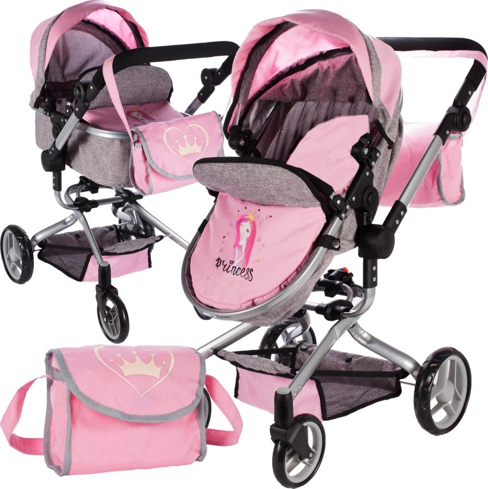 MalPlay WÓZEK DLA LALEK GŁĘBOKI SPACERÓWKA Z TORBĄ GONDOLA