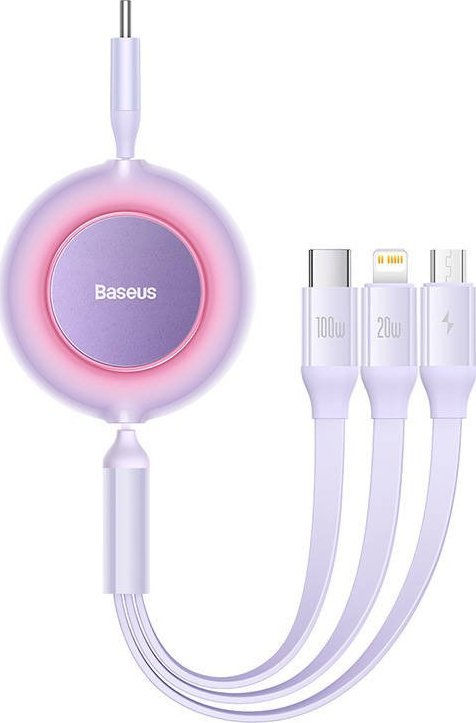 Kabel USB Baseus USB-C - USB-C + microUSB + Lightning 1.1 m Fioletowy (CAMJ010205)