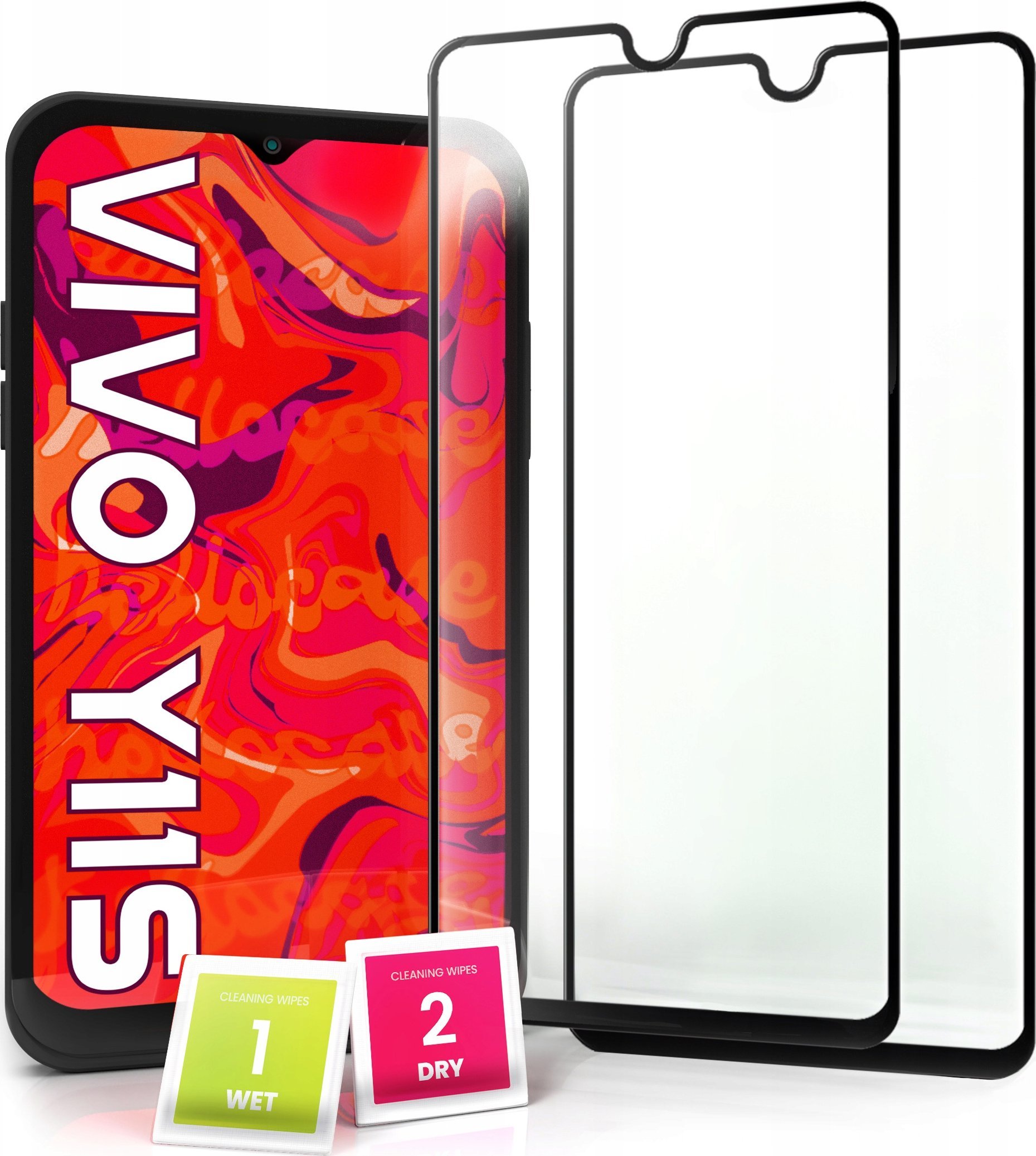 Hello Case 2-pak Szkło Hartowane do Vivo Y11s Ochronne Pełne Na cały ekran 5D 9H