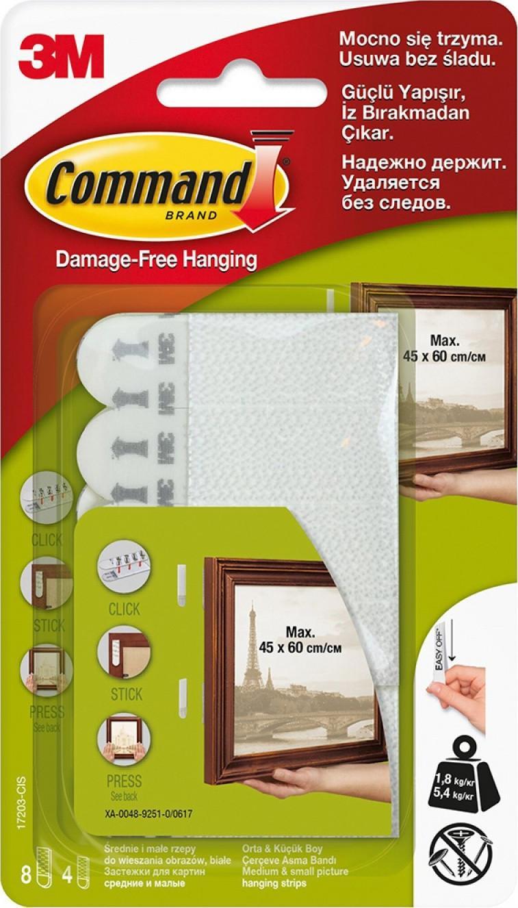 COMMAND Rzepy COMMAND (17203), do wieszania obrazów, zestaw 8+4szt., białe