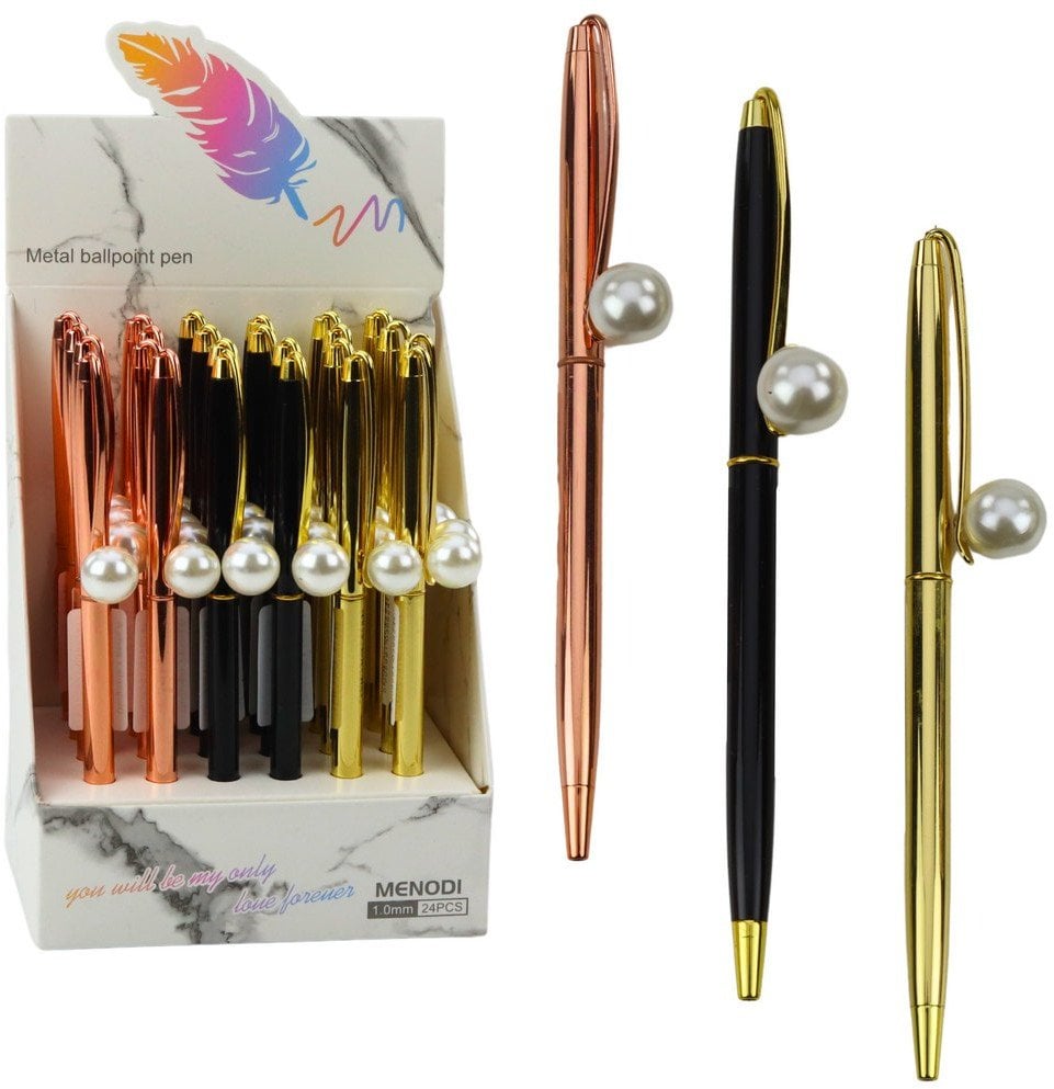 Długopis Metalowy Automatyczny Perła Niebieski Tusz 1.0mm