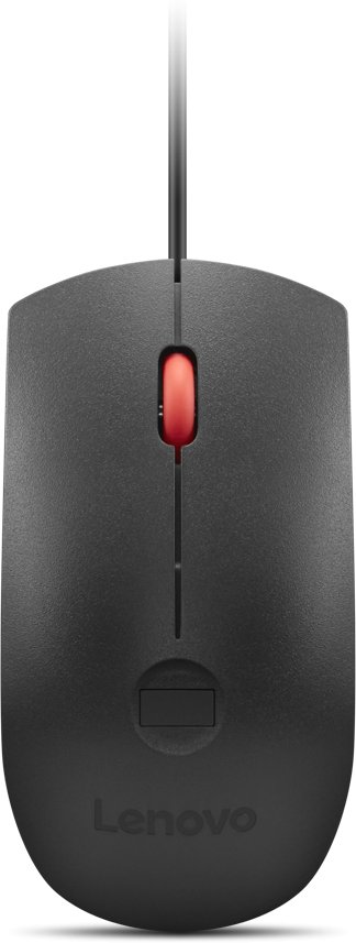 Lenovo - Maus - optisch - 3 Tasten - kabelgebunden - USB - Schwarz, Rot