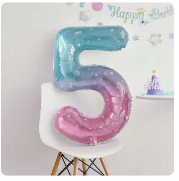 Balon 5 urodziny Cyfra PIĘĆ Foliowy Happy Birthday różowo-niebieski 100cm