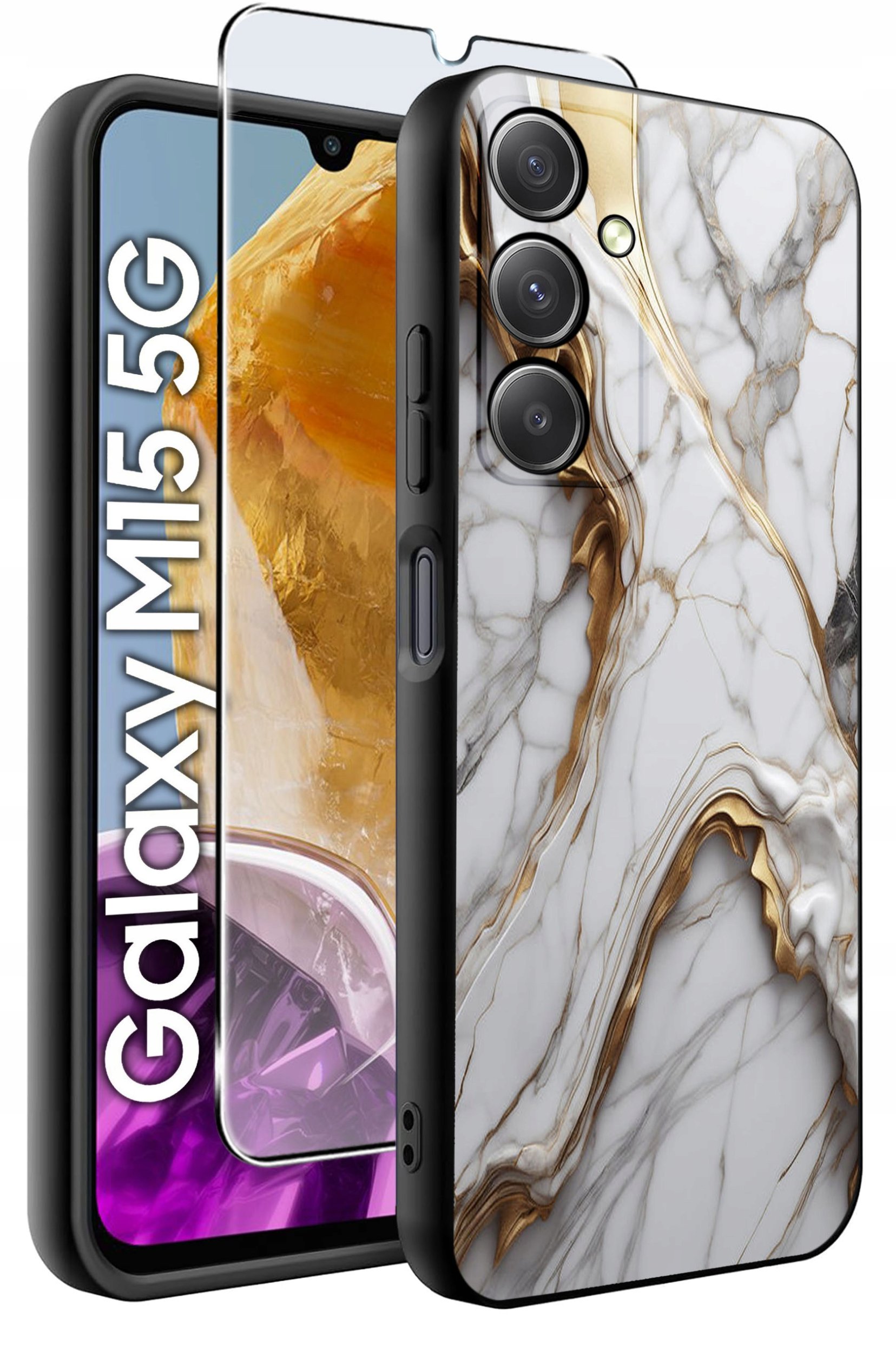 ETUI do Samsung M15 5G WZORY | SILIKONOWE MATT CASE + SZKŁO HARTOWANE 9H