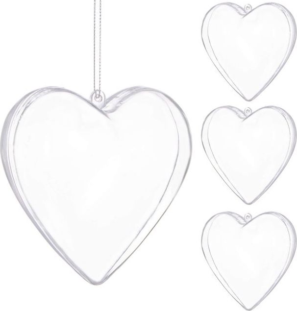 Springos Bombki akrylowe 12cm serce plastikowe decoupage zestaw 4 szt. UNIWERSALNY