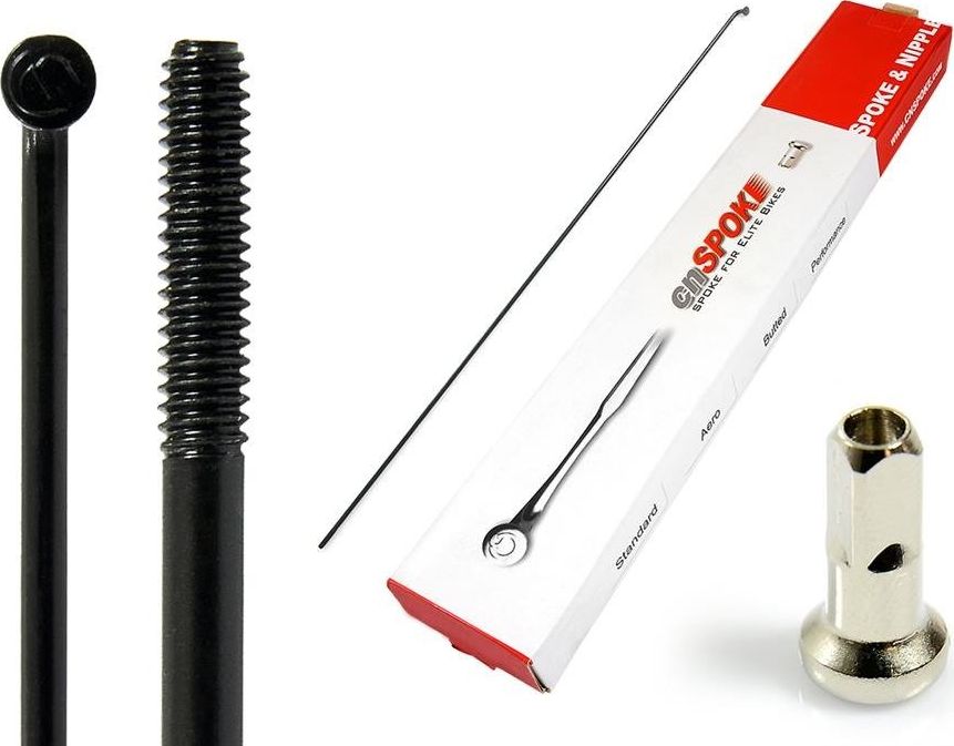 Cn Spoke Szprychy CNSPOKE STD14 2.0-2.0-2.0 stal nierdzewna 222mm czarne + nyple 144szt. - CN-STD222C