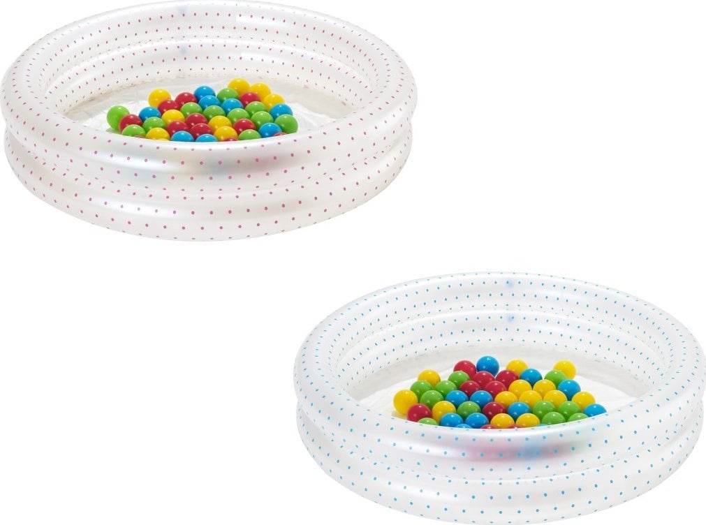 Triton Dmuchany Basenik 2w1 dla dzieci 2+ Niebieski BESTWAY 91x20cm Brodzik + Suchy basen + 50 piłeczek