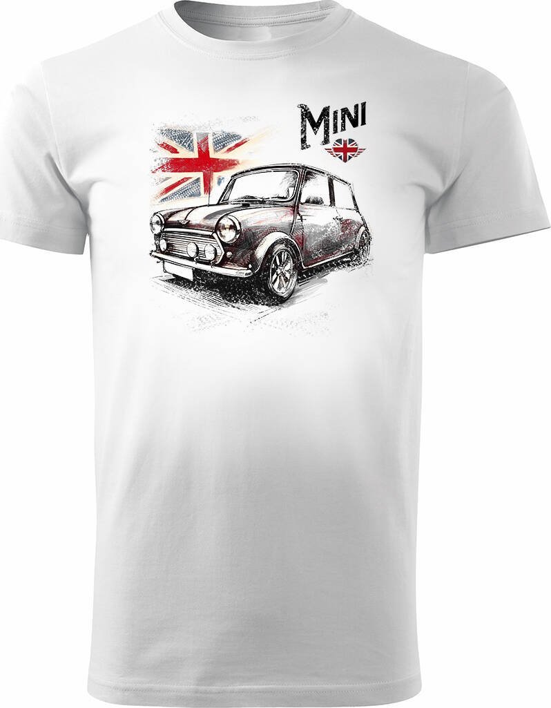 Topslang Koszulka z samochodem Mini Morris Mini Cooper kolekcjonerska męska biała REGULAR XL