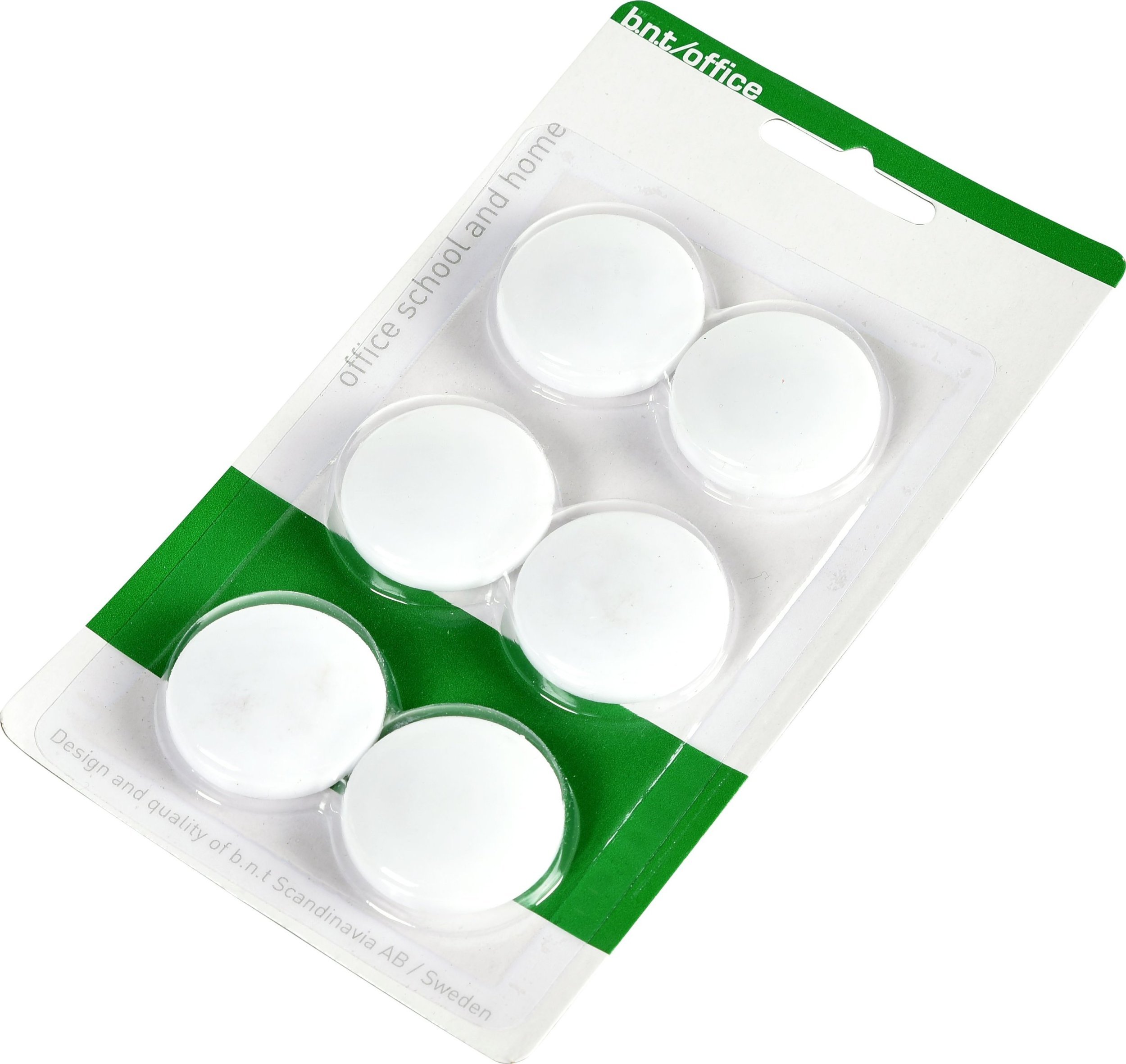 Stickn Magneter bnt hvid Ø30mm blister 6stk/pak - (6 stk.)