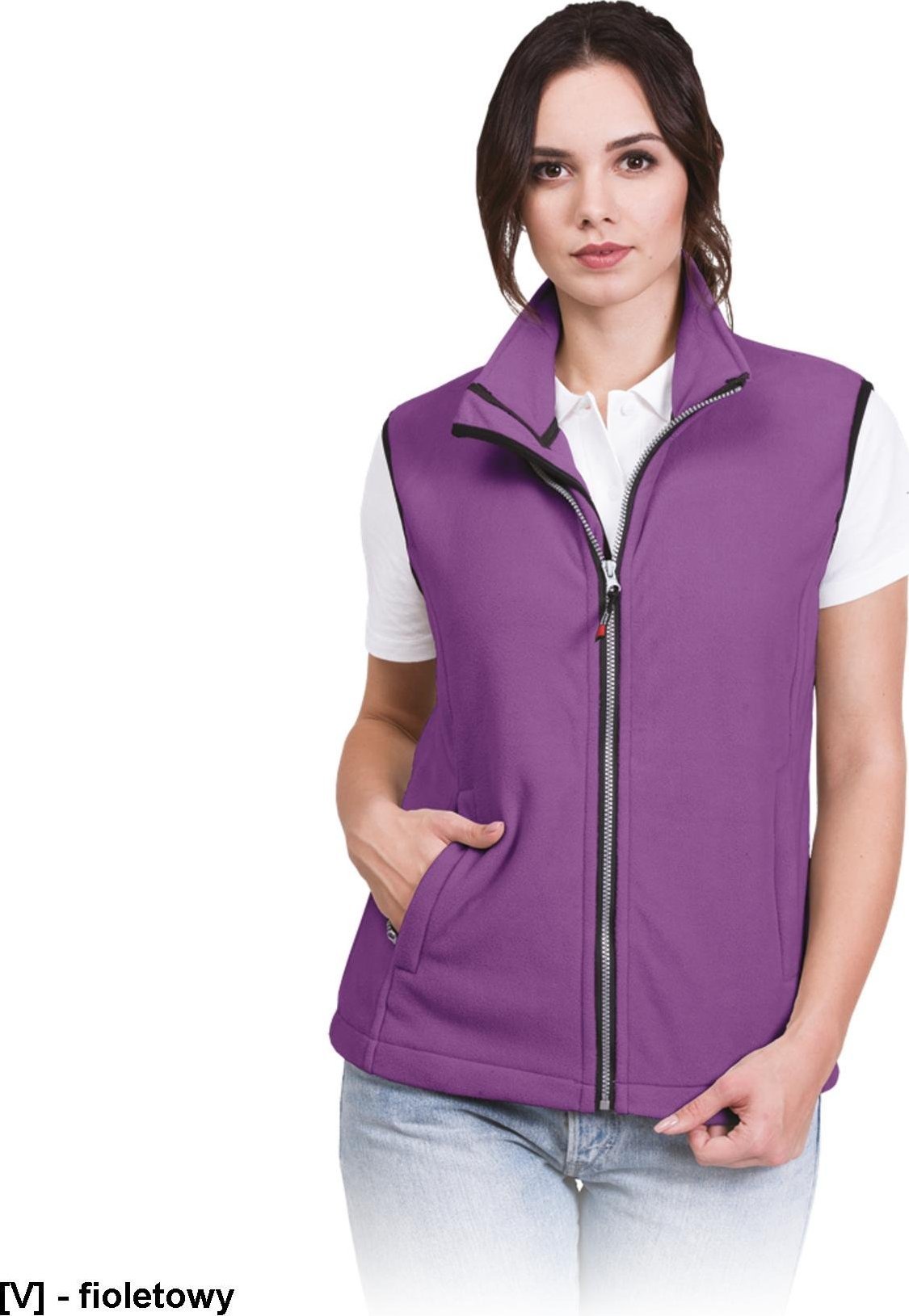 R.E.I.S. VHONEY-L - bezrękawnik damski z polaru, kołnierz ze stójką - fioletowy XL