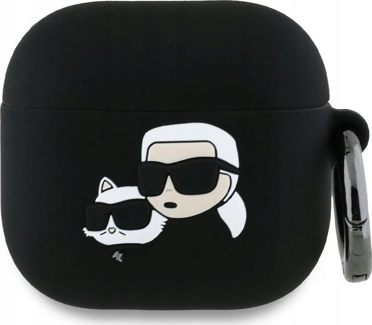 Karl Lagerfeld KLA4RUNKCHK AirPods 4 cover czarny/black Silicone Karl&Chaupette Head 3D