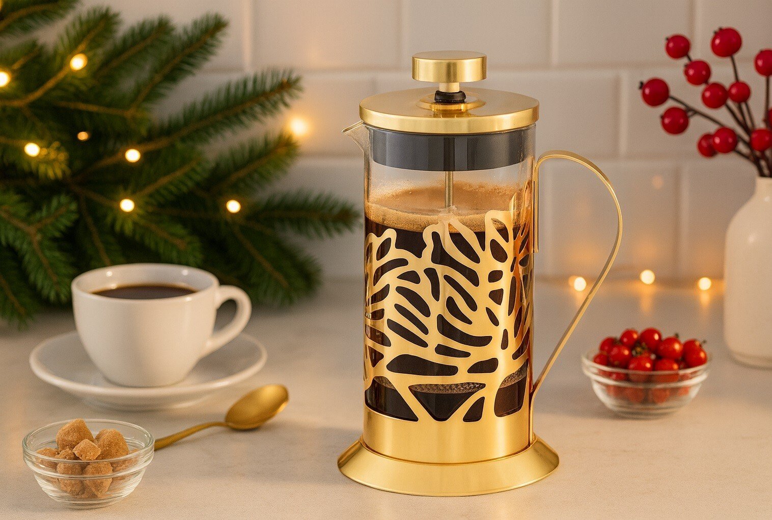 Zaparzacz do kawy i herbaty 600 ml Royal liście złoty